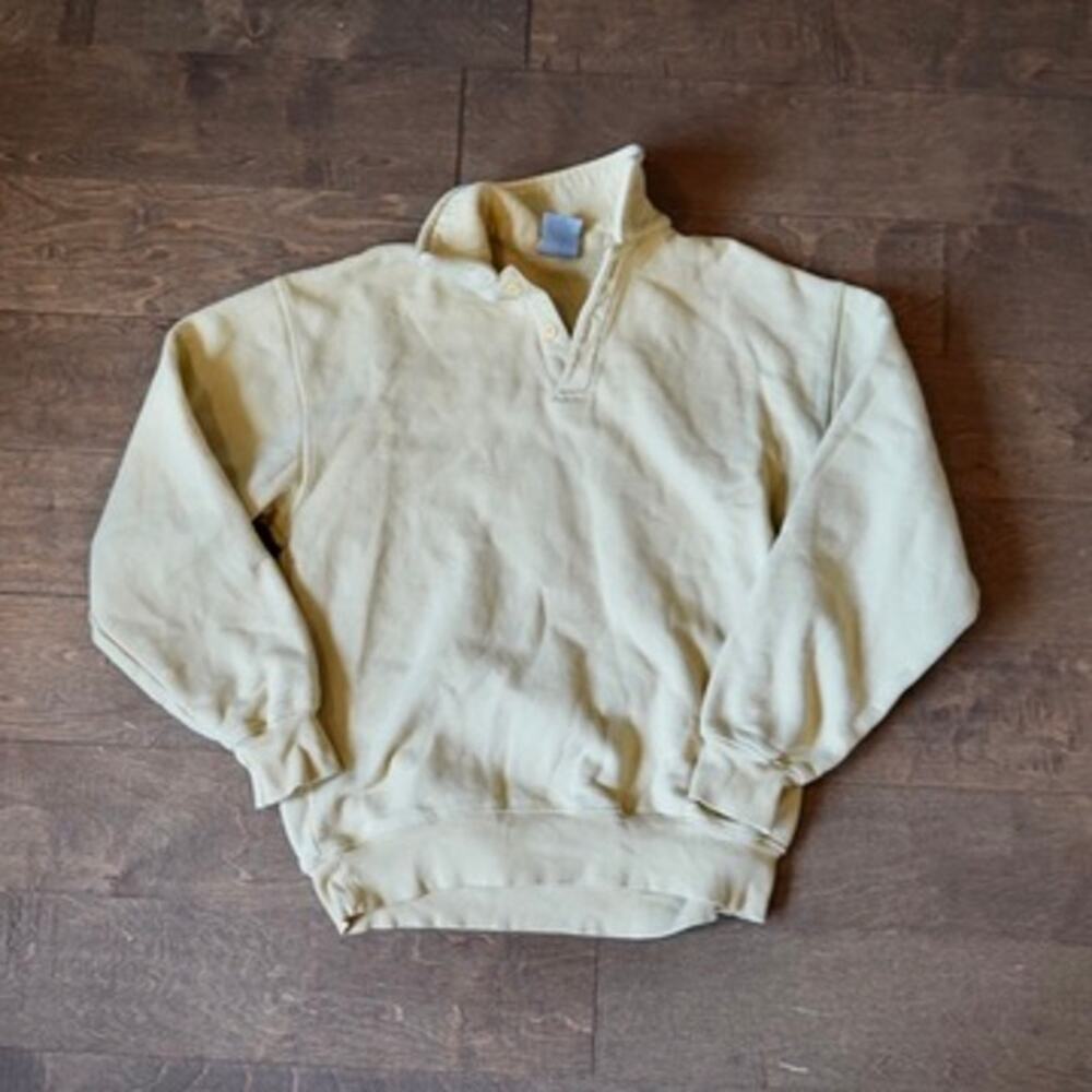 TNA Aritzia Cozy Fleece Boyfriend Henley Sweatshirt XS Butter Yellow Pullover